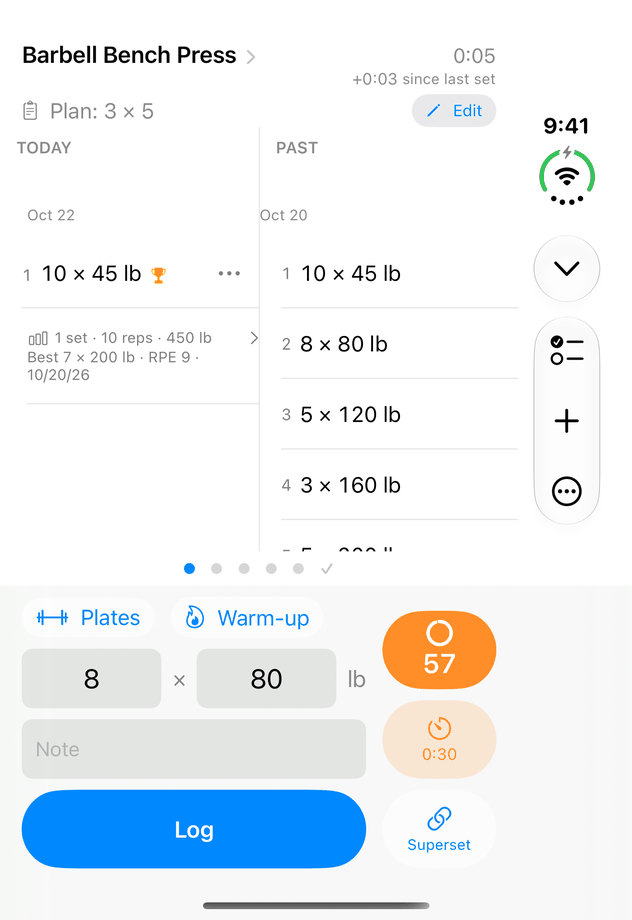 The same workout on the iPhone Duo's cover screen, closed